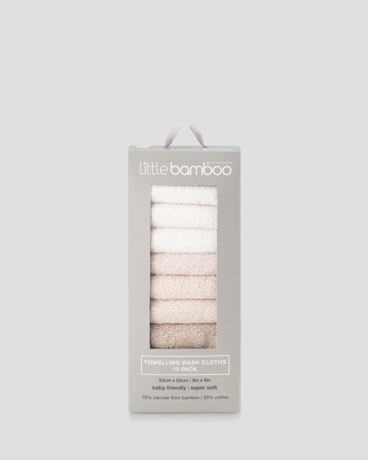 Little Bamboo Baby Towelling Washer 10 Pack - Iced Coffee