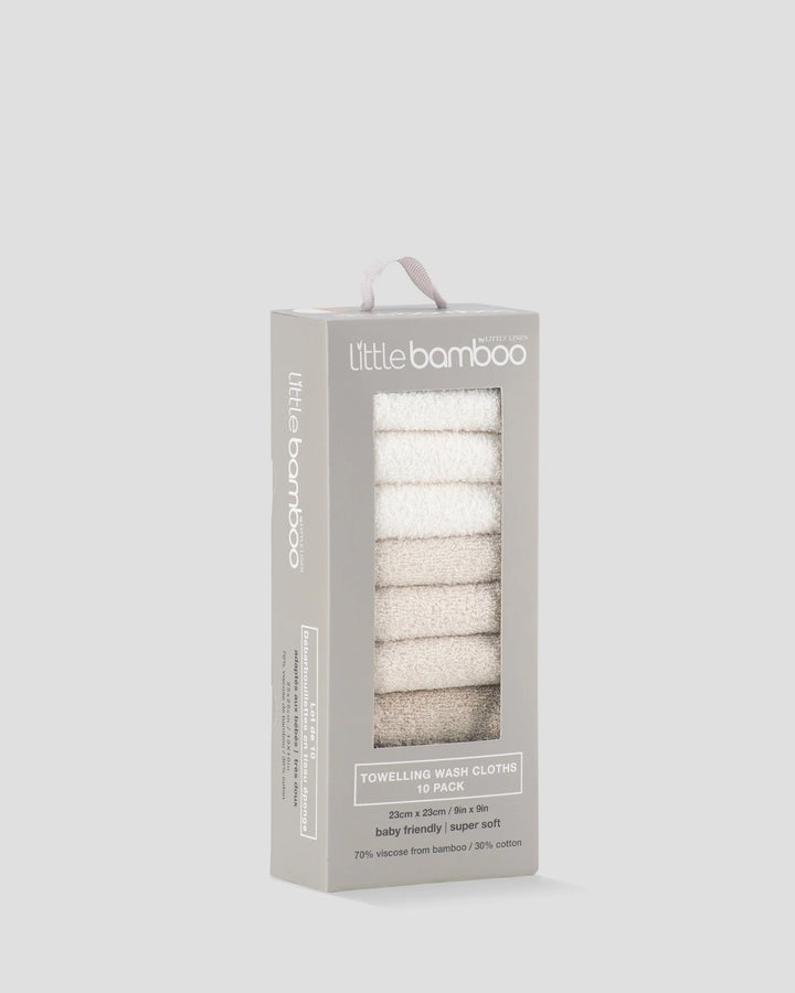 Little Bamboo Baby Towelling Washer 10 Pack - Iced Coffee