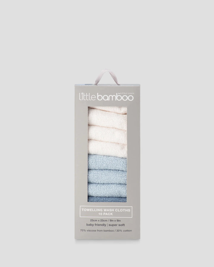 Little Bamboo Baby Towelling Washer 10 Pack - Retro Blue