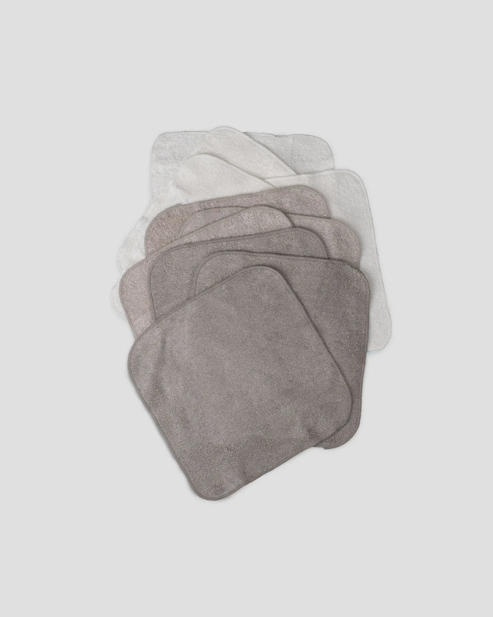 Little Bamboo Baby Towelling Washer 10 Pack - Stone Grey