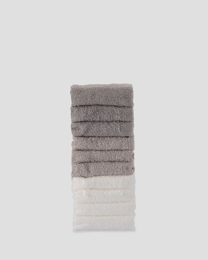 Little Bamboo Baby Towelling Washer 10 Pack - Stone Grey