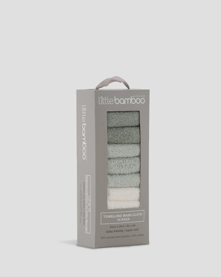 Little Bamboo Baby Toweling Washer 10 Pack - Turtle Bay