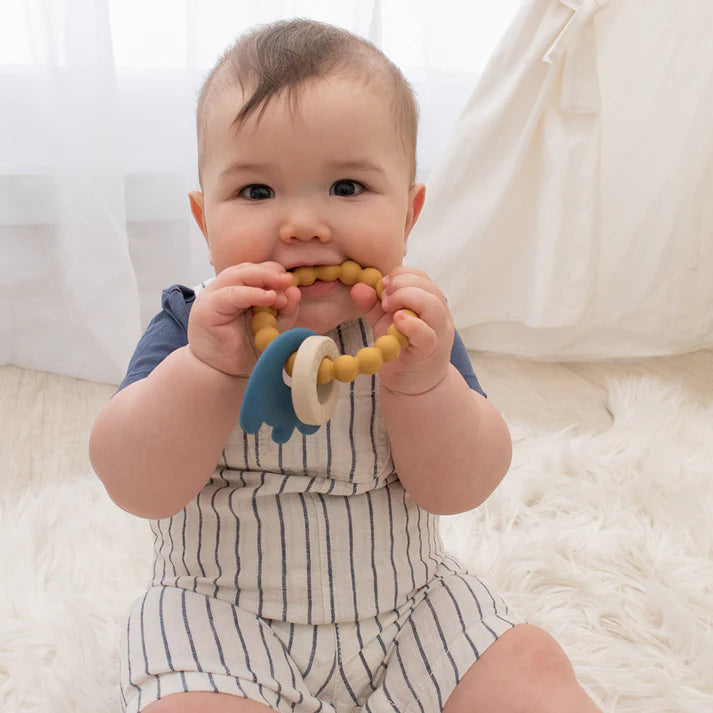 Silicone Elephant Teether - Steel Blue