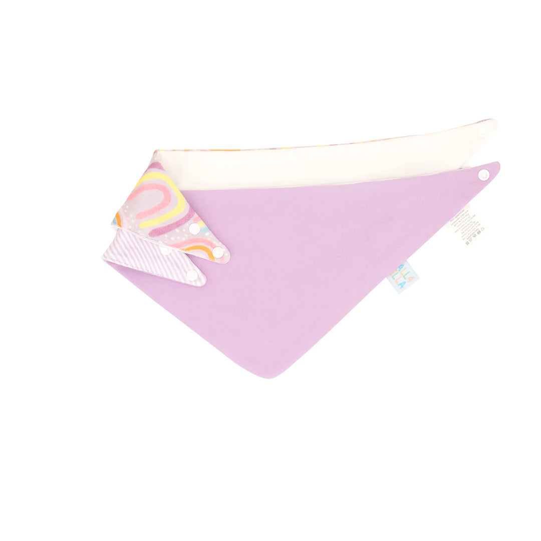 All4Ella Reversible Bandana Bibs 2 Pack - Lilac Rainbows