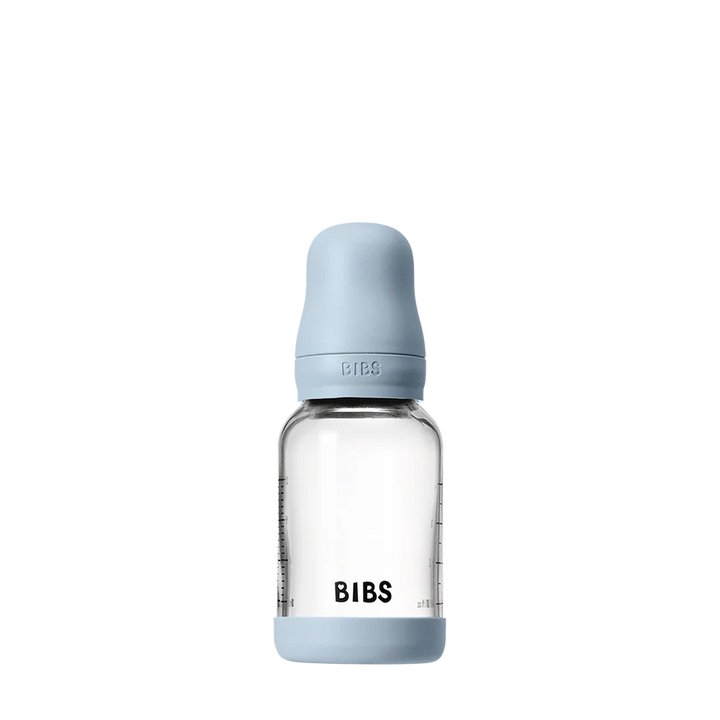 NEW BIBS 120ml Baby Glass Bottle The Complete Set  | Baby Blue