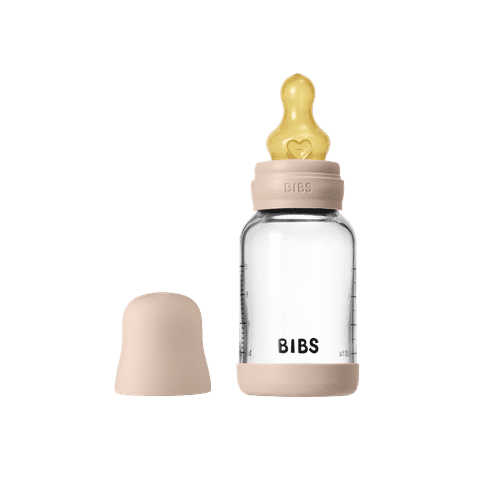NEW BIBS 120ml Baby Glass Bottle The Complete Set  | Blush