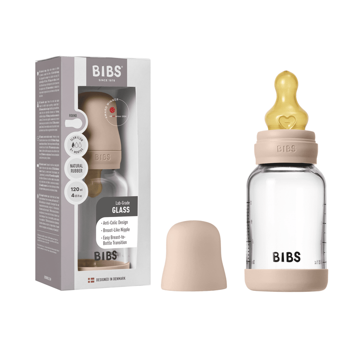 NEW BIBS 120ml Baby Glass Bottle The Complete Set  | Blush