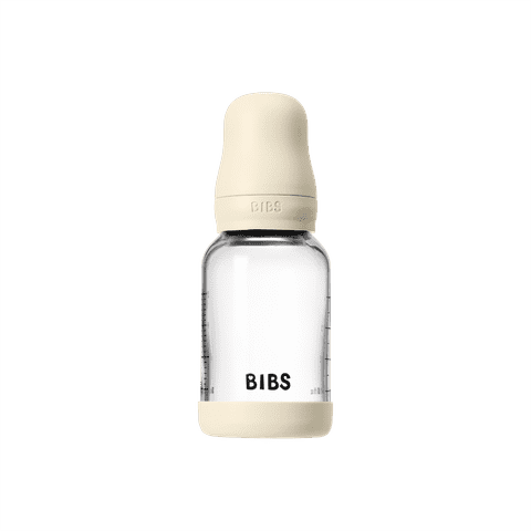 NEW BIBS 120ml Baby Glass Bottle The Complete Set  | Ivory