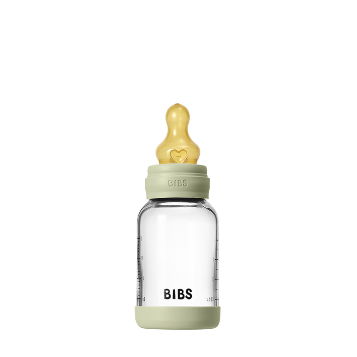 NEW BIBS 120ml Baby Glass Bottle The Complete Set  | Sage