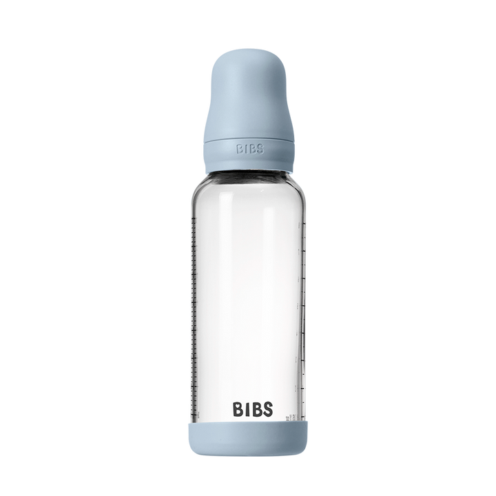 NEW BIBS Baby Glass Bottle Complete Set 240ml | Baby Blue