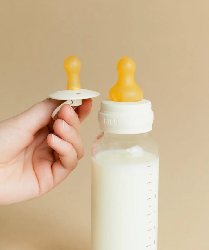 NEW BIBS Baby Glass Bottle Complete Set 240ml | Ivory