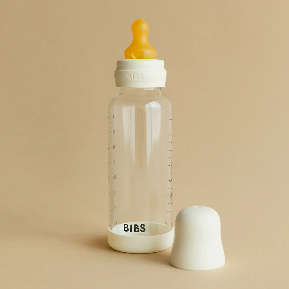 NEW BIBS Baby Glass Bottle Complete Set 240ml | Ivory