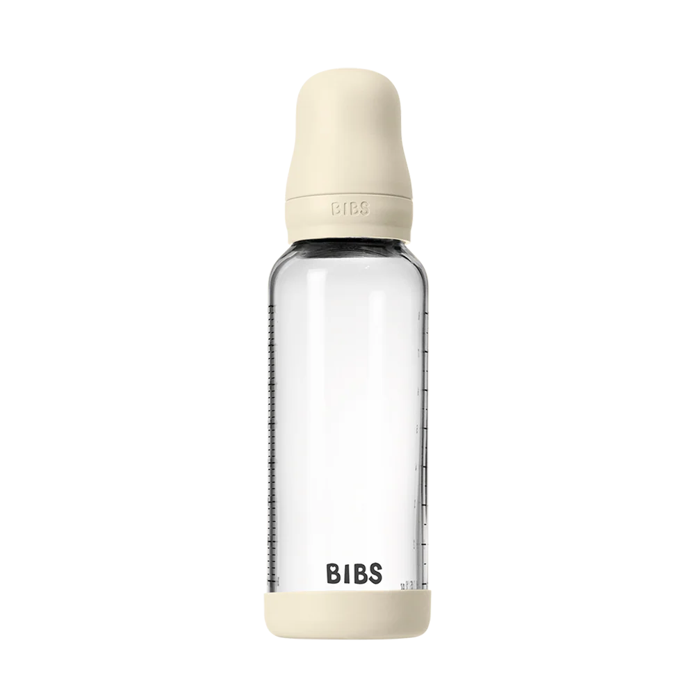 NEW BIBS Baby Glass Bottle Complete Set 240ml | Ivory
