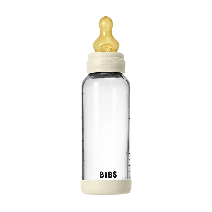 NEW BIBS Baby Glass Bottle Complete Set 240ml | Ivory