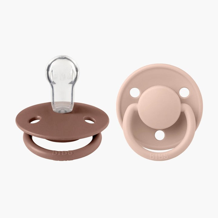 BIBS Round De Lux Silicone Dummies 2 Pack (ONE SIZE 0-3 Years)