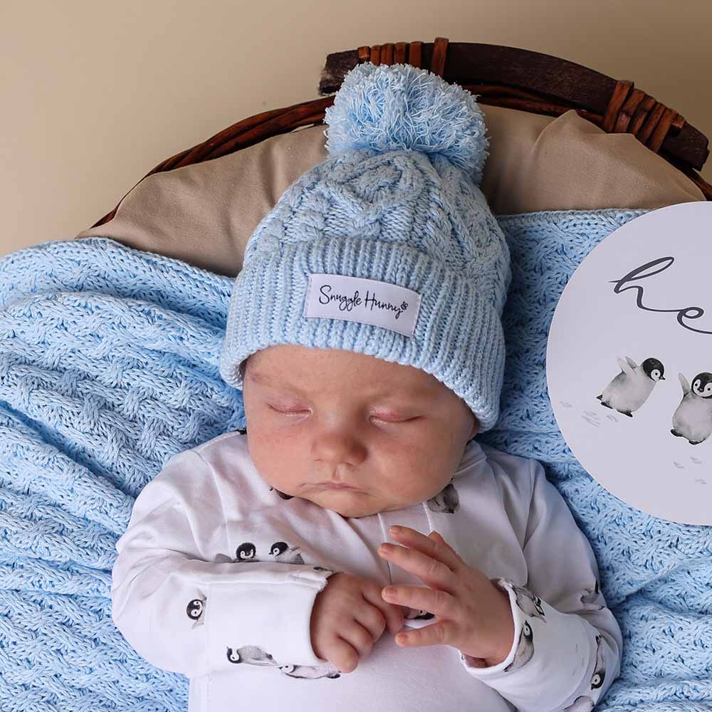 Snuggle Hunny Newborn Organic Knit Beanie -  Baby Blue