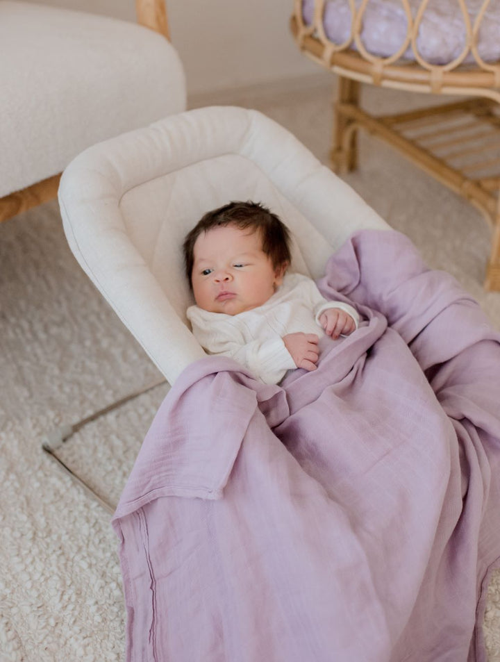 Bambella Designs Bamboo Cotton Muslin Swaddle Wrap - Dusty Lilac