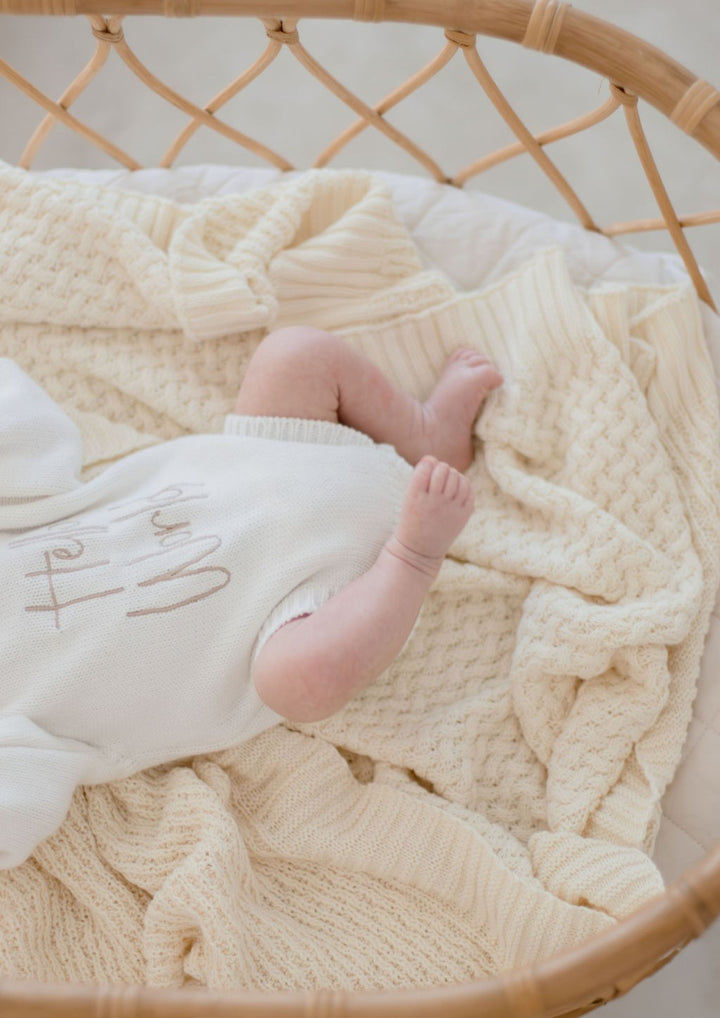 Bambella Knit Cotton Blanket | Cream