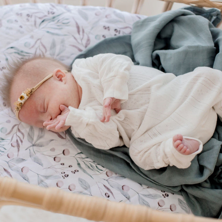 Bambella Designs Bamboo Cotton Muslin Swaddle Wrap - Nordic Sea