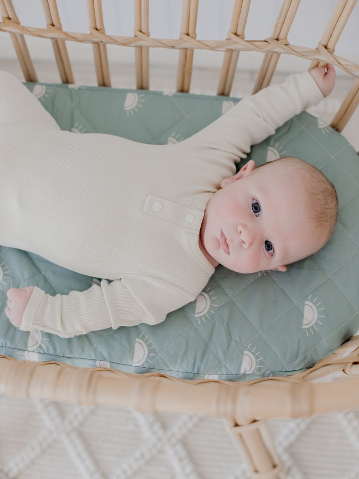 Bambella Designs Waterproof Moses Bassinet Sheet | Sage Sunshine