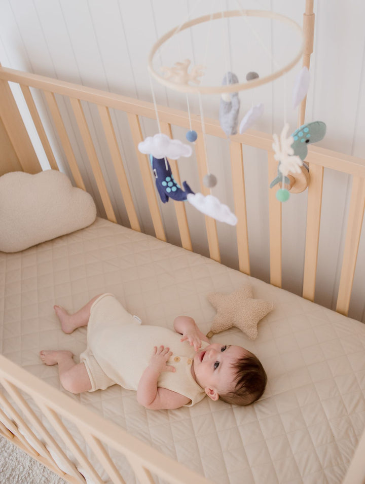 Bambella 2-in-1 Waterproof Cot Sheet & Mattress Protector | Oat