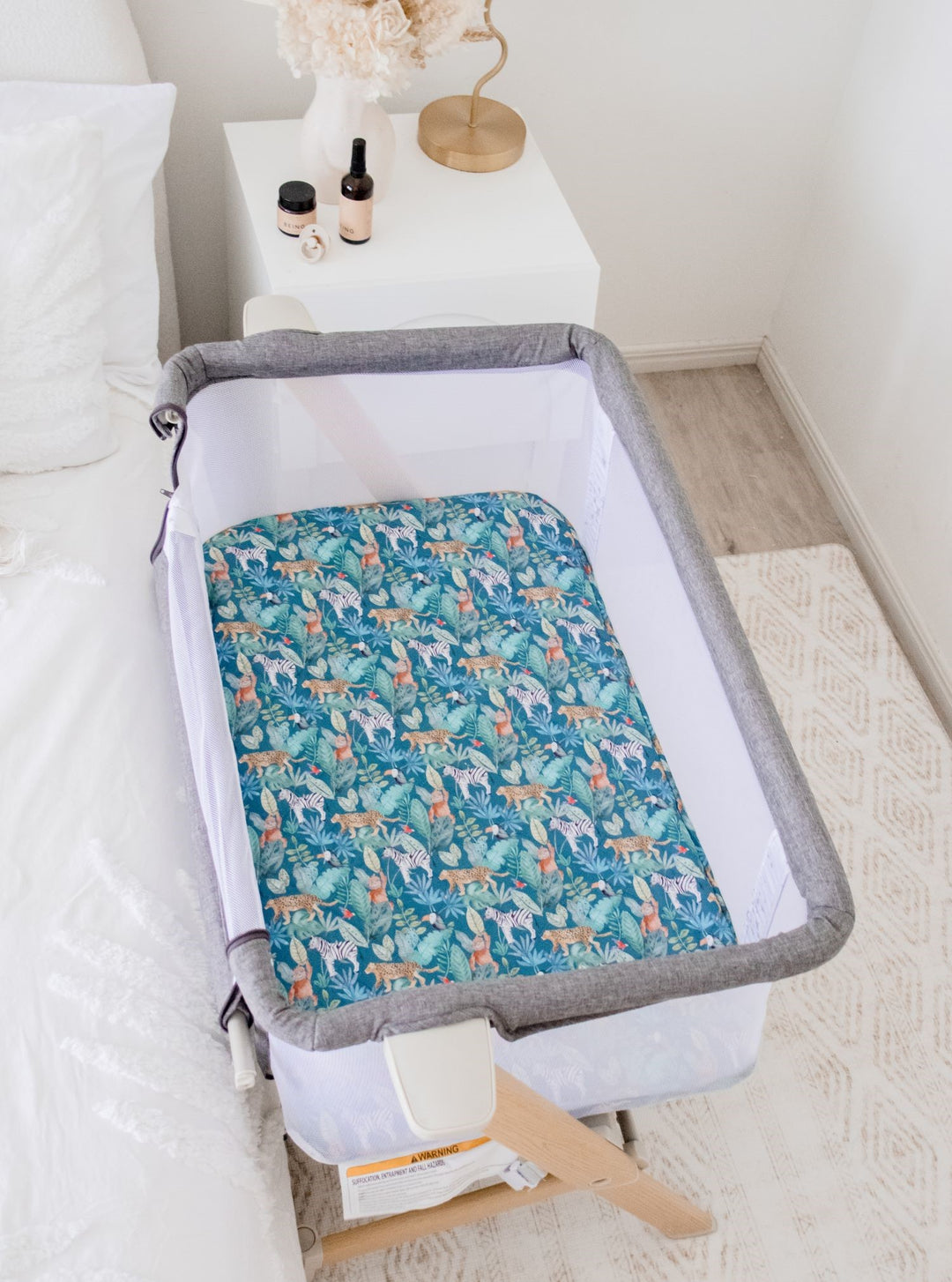 Bambella Co-Sleeper Fitted Waterproof Sheet | Jungle Palms