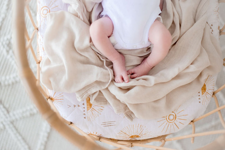 Bambella Designs Bamboo Cotton Muslin Swaddle Wrap - Vanilla