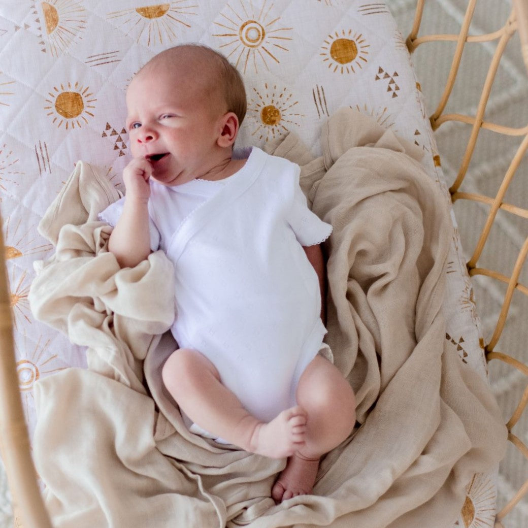 Bambella Designs Bamboo Cotton Muslin Swaddle Wrap - Vanilla