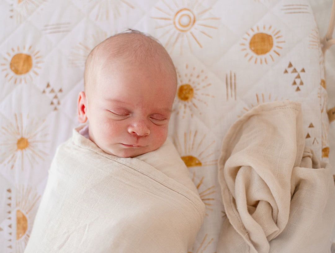 Bambella Designs Bamboo Cotton Muslin Swaddle Wrap - Vanilla