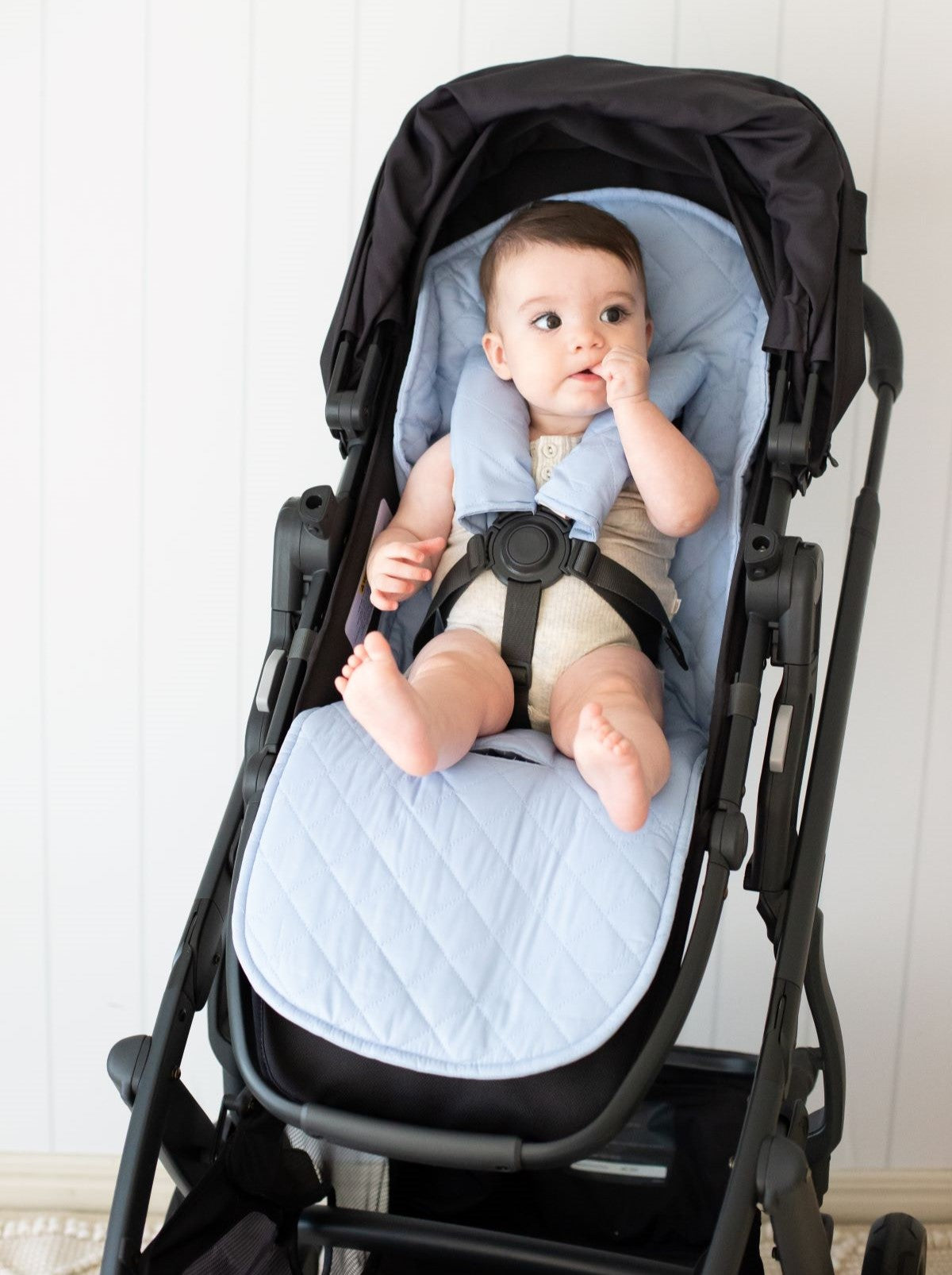 Bambella Designs Universal Quilted Pram Liner Dusty Blue The Thrifty Mumma