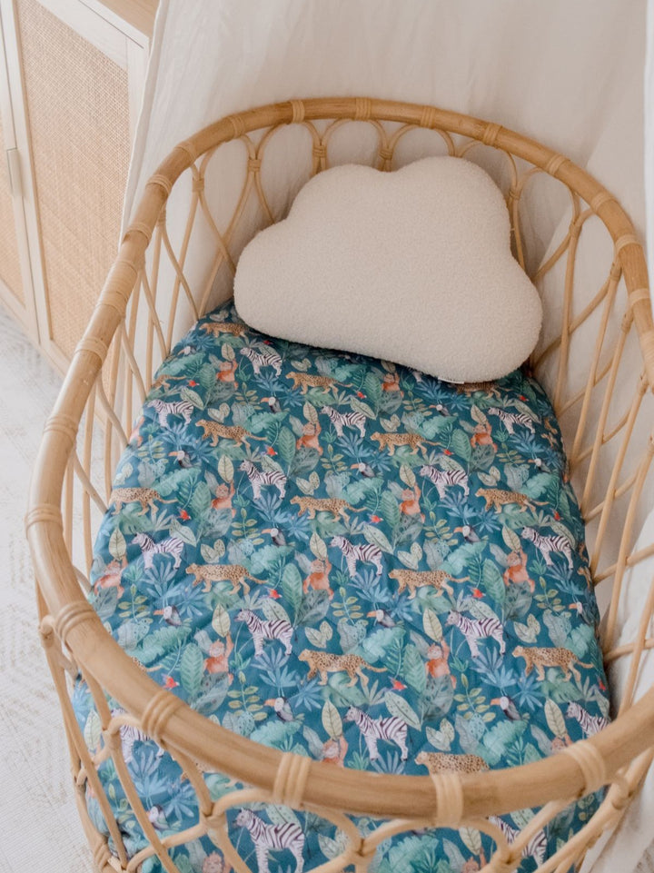 Bambella Waterproof Bassinet Sheet | Jungle Palms