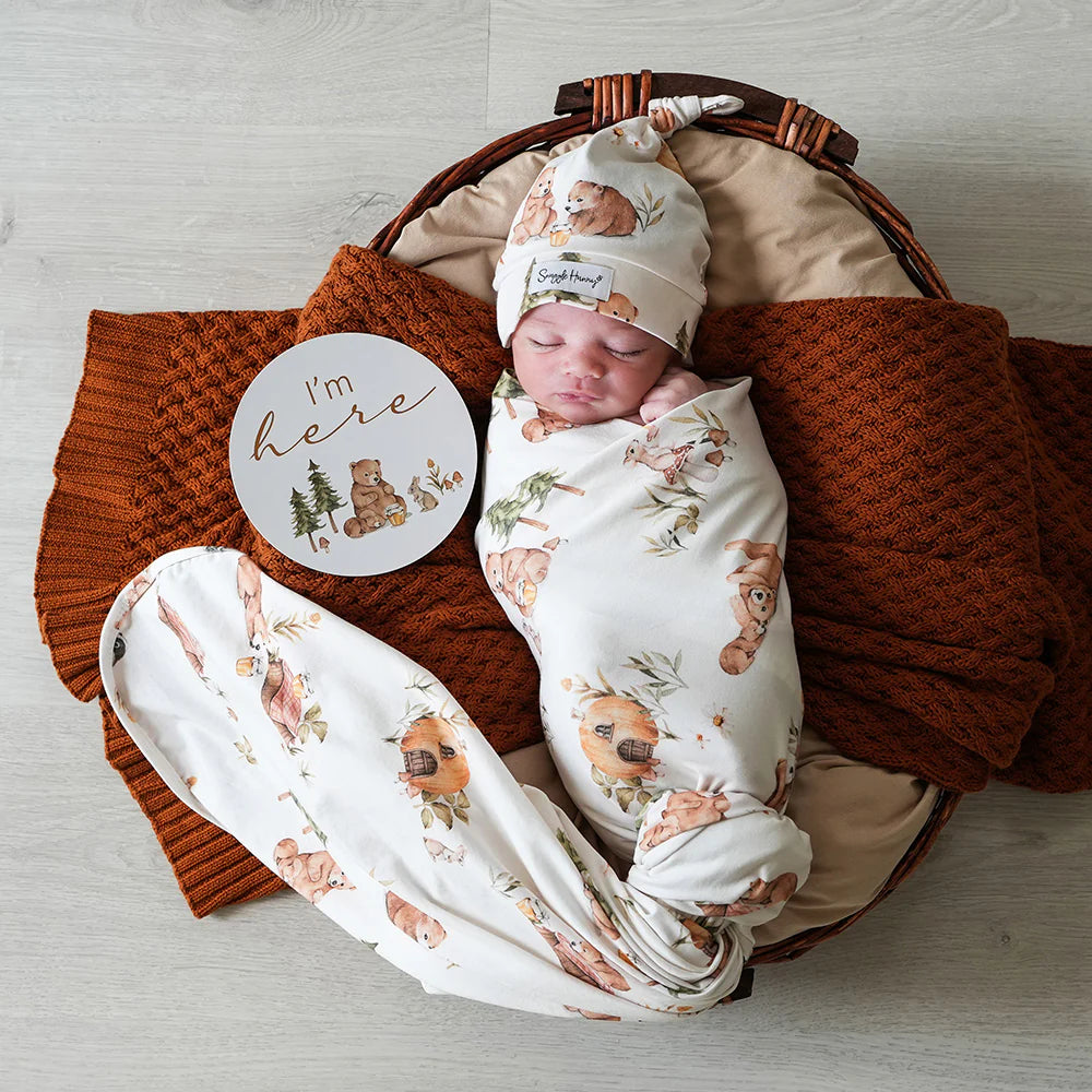 Snuggle Hunny Baby Jersey Wrap & Beanie Set - Bear
