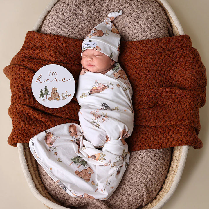 Snuggle Hunny Baby Jersey Wrap & Beanie Set - Bear