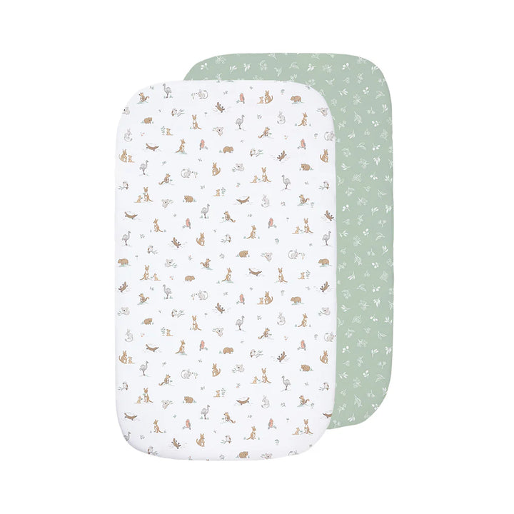 Bedside Bassinet/ Co Sleeper Fitted Sheets 2 Pack - Australiana
