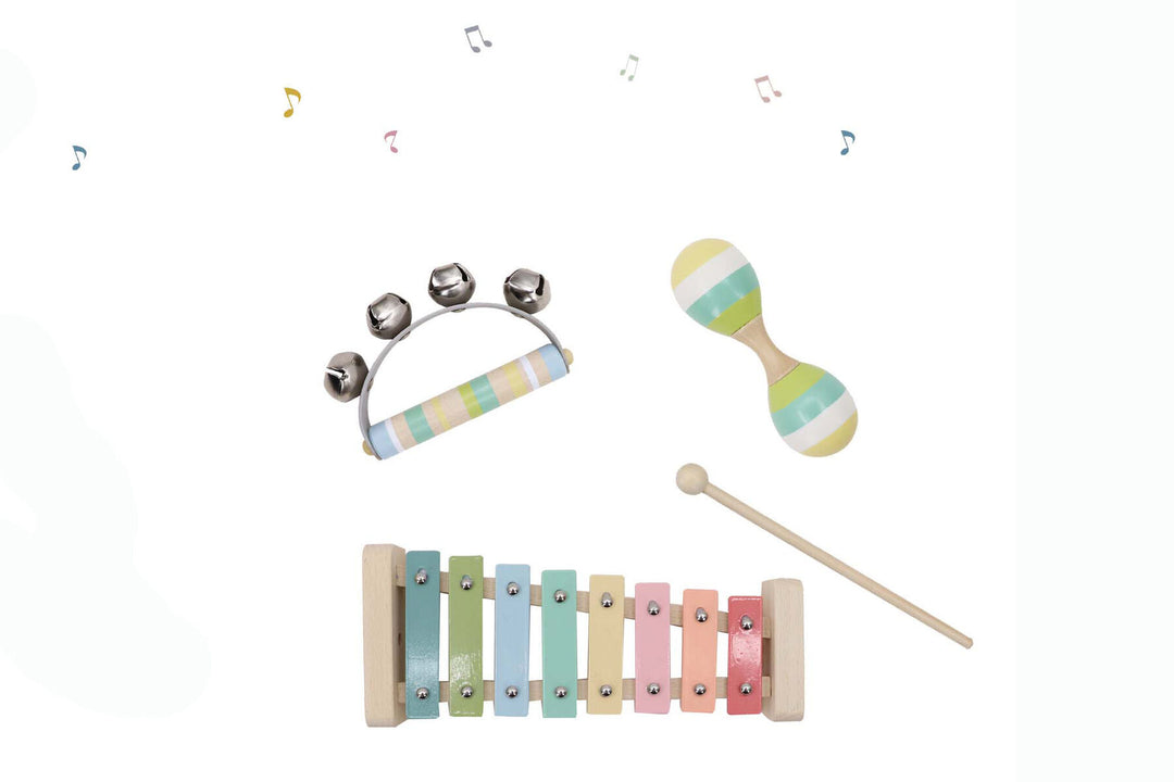 Blue Pastels Wooden Xylophone 3 Piece Music Set