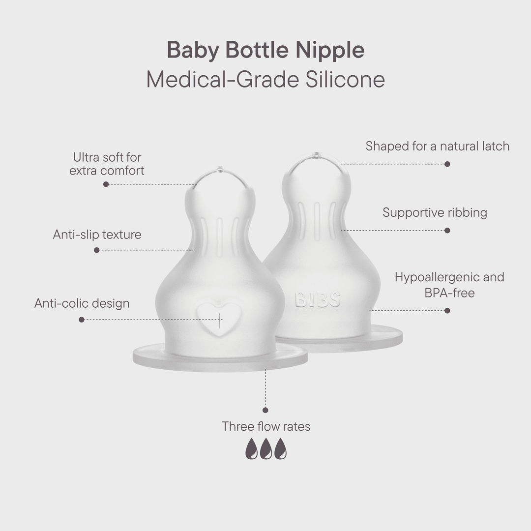 BIBS Bottle Silicone Nipple 2 Pack | Assorted