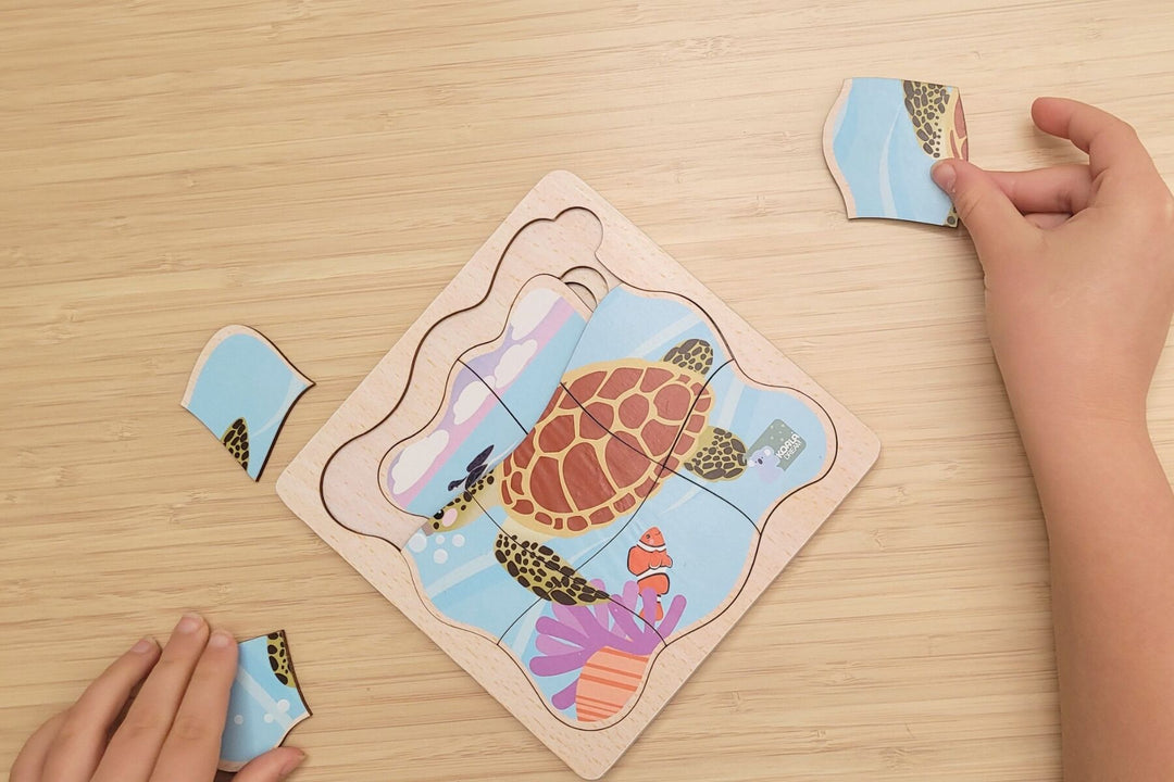 Bush Buddies Life Cycle 4 Layer Puzzle - Green Sea Turtle