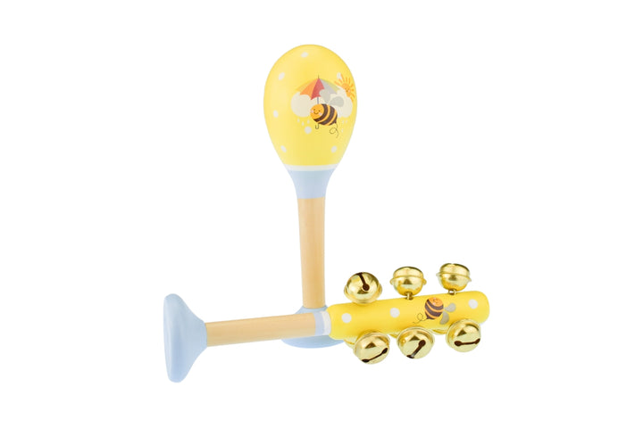 Buzzy Days Jumbo Wooden Jingle Bell Shaker & Maraca Music Set