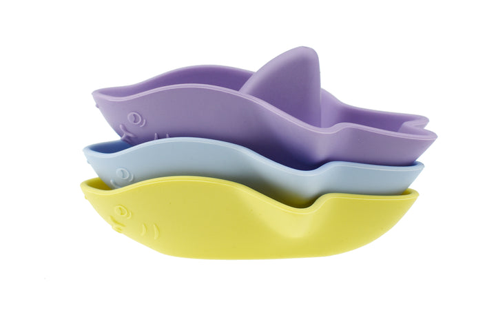 Silicone Bath Sharks 3 Pack - Lilac, Baby Blue & Yellow