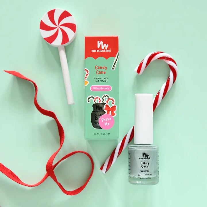 Water Based Candy Cane Scented Scratch Off Kids Nail Polish -  Shimmery Pastel Green