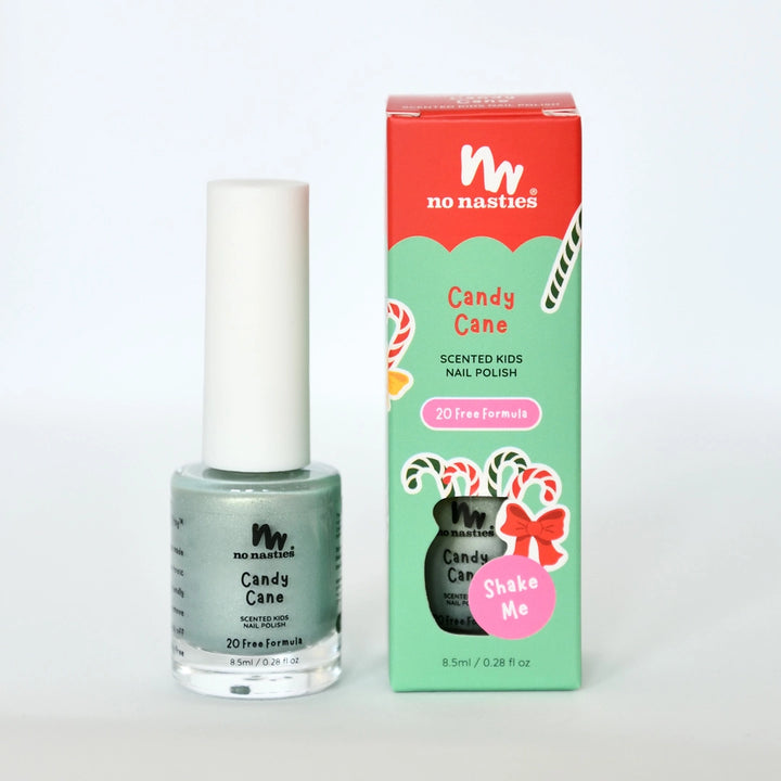 Water Based Candy Cane Scented Scratch Off Kids Nail Polish -  Shimmery Pastel Green