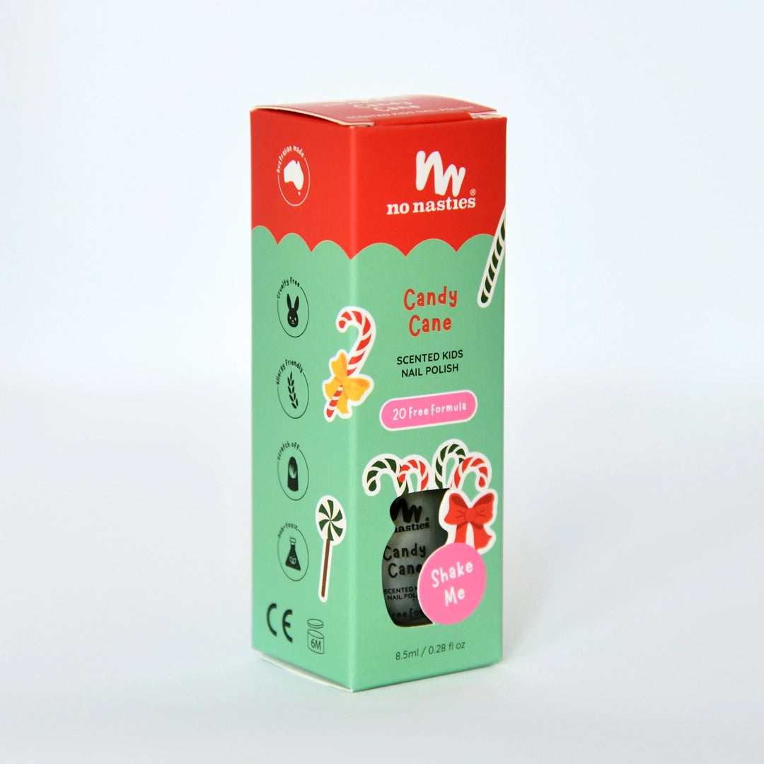 Water Based Candy Cane Scented Scratch Off Kids Nail Polish -  Shimmery Pastel Green