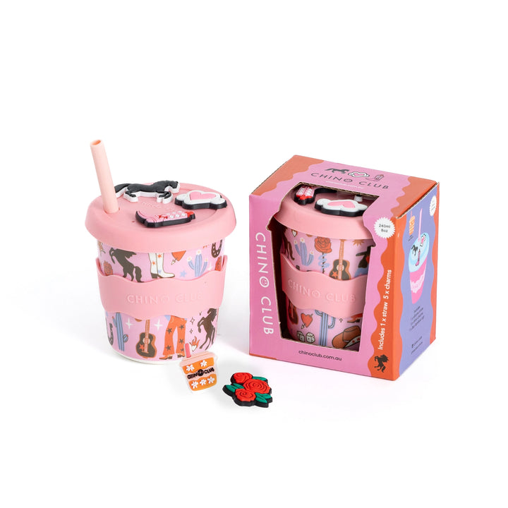Chino Charm Cowgirl Kids Keep Cup 240ml + Straw