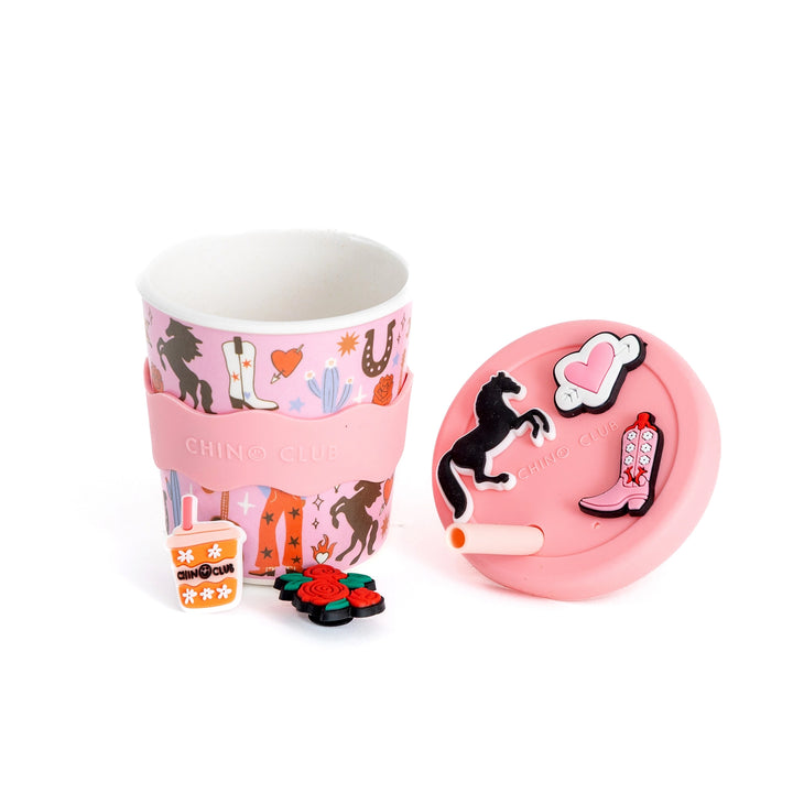 Chino Charm Cowgirl Kids Keep Cup 240ml + Straw
