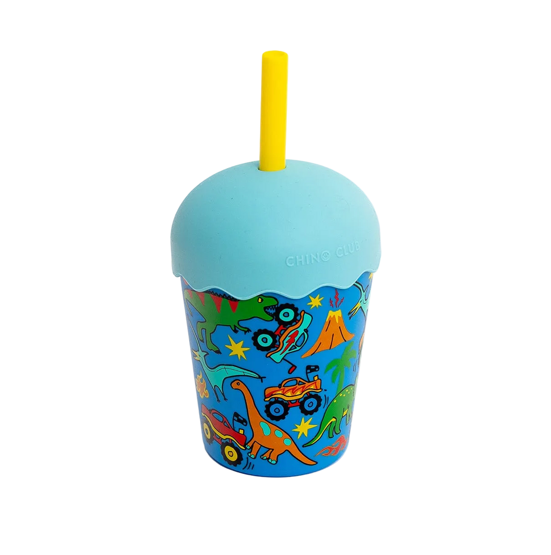 Mini Stainless Steel Smoothie Cup & Straw 200ml - Dinotrucks