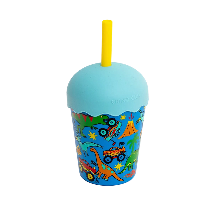 Mini Stainless Steel Smoothie Cup & Straw 200ml - Dinotrucks