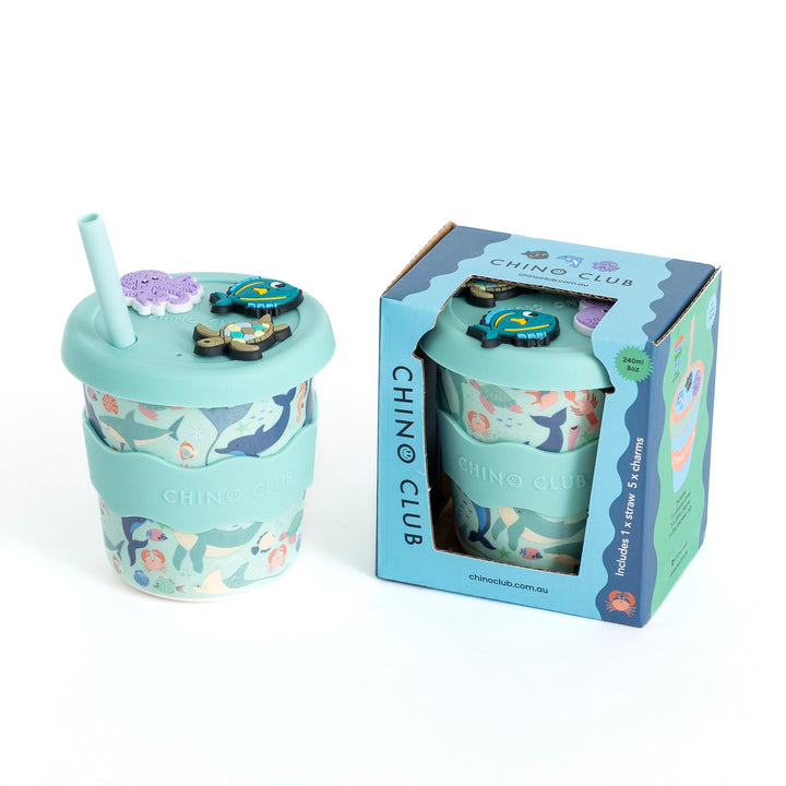 Chino Charm Sea Creatures Kids Keep Cup 240ml + Straw