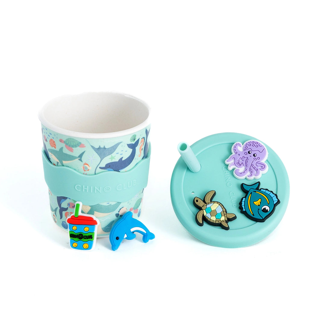 Chino Charm Sea Creatures Kids Keep Cup 240ml + Straw