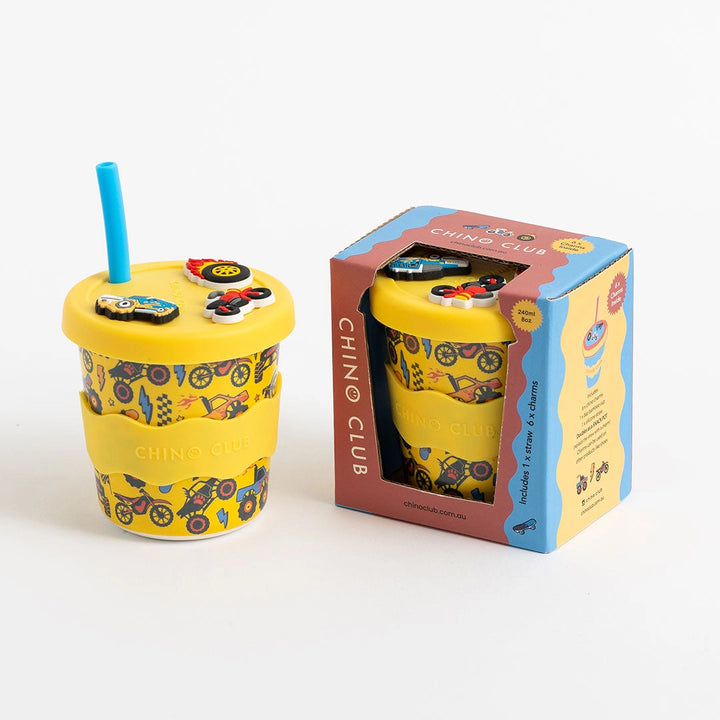 Chino Charm Wheelies Kids Keep Cup 240ml + Straw