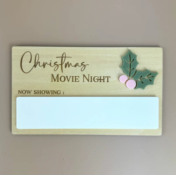 Christmas Movie Night Decor Sign